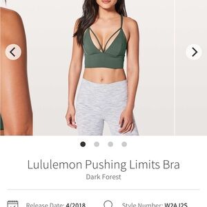 lululemon Pushing Limits Bra size 8 in Forest Green